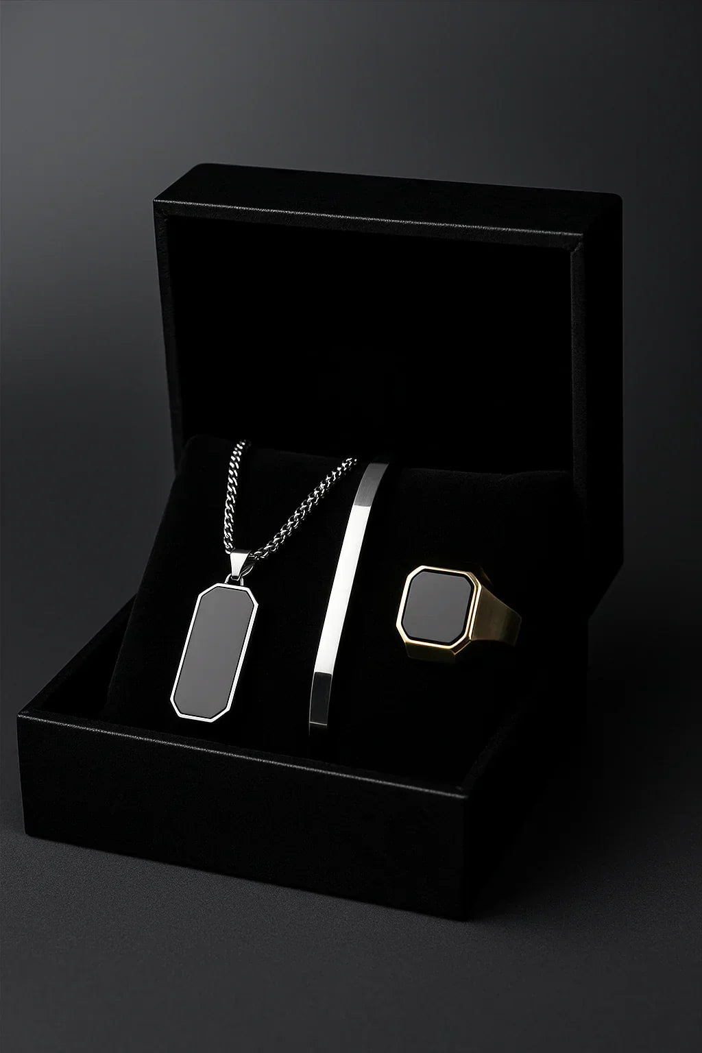 Black Onyx Trio – Premium Men’s Jewelry Gift Set