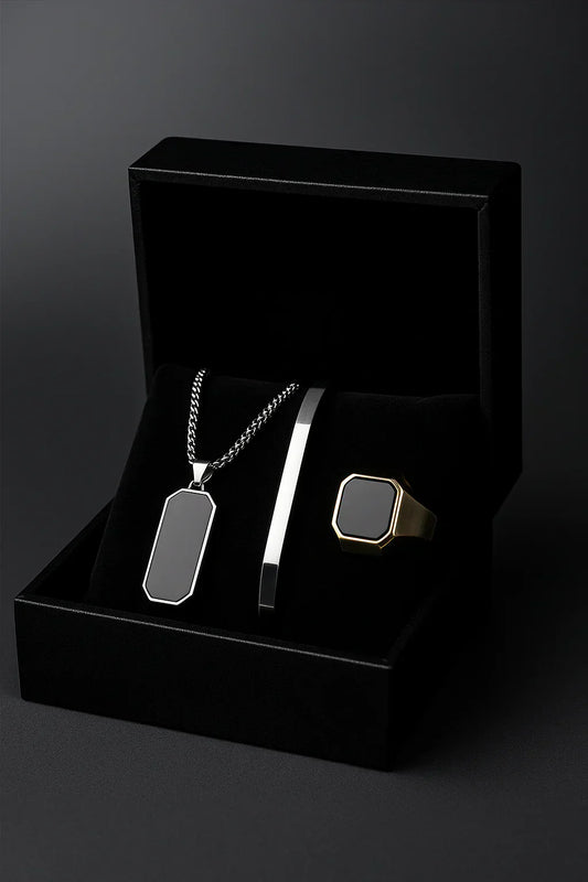 Black Onyx Trio – Premium Men’s Jewelry Gift Set